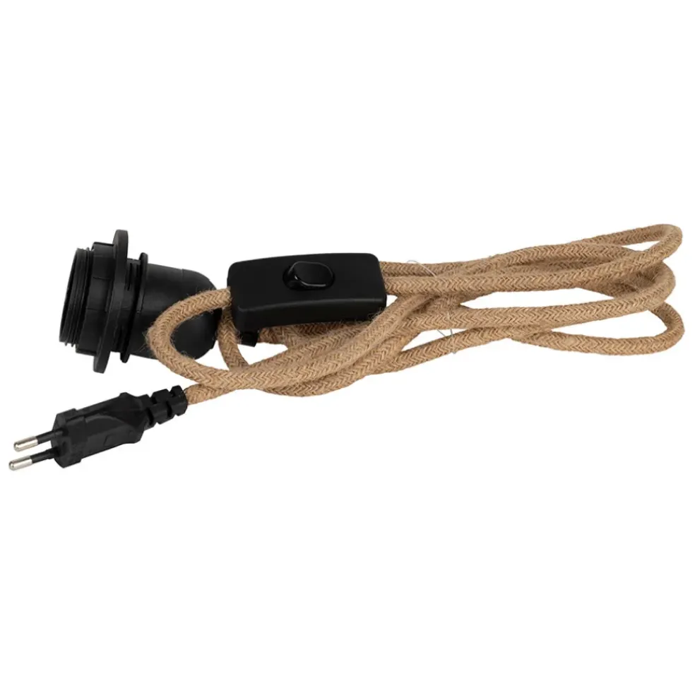 Cordon électrique avec interrupteur en tissu naturel et noir 1.75m
