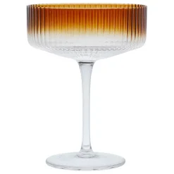 Coupe champagne striée en verre ambre - Funny