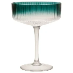 Coupe champagne striée en verre emeraude - Funny
