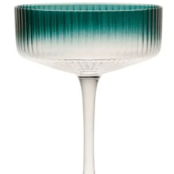 Coupe champagne striée en verre emeraude - Funny