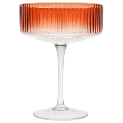 Coupe champagne striée en verre terracotta - Funny