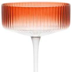 Coupe champagne striée en verre terracotta - Funny