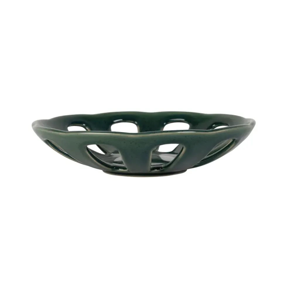 Coupe en grès émeraude moucheté d23cm - Organic