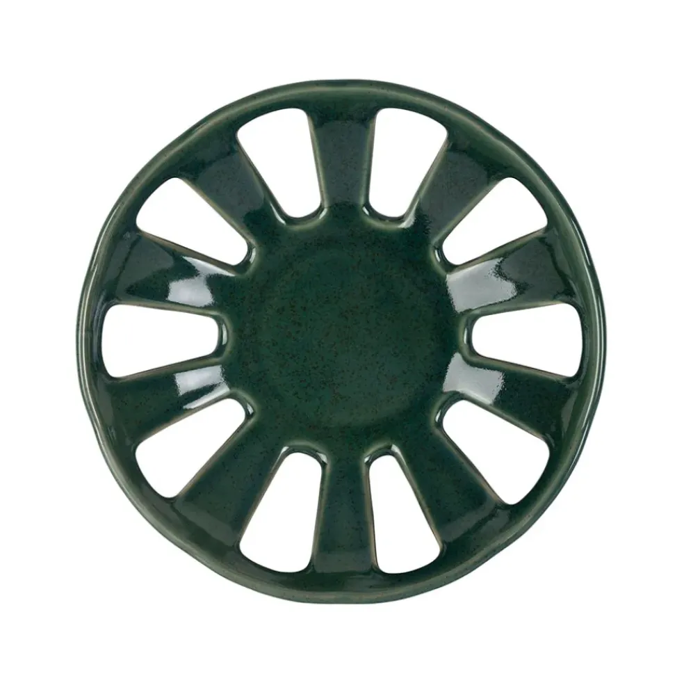 Coupe en grès émeraude moucheté d23cm - Organic