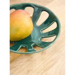 Coupe en grès émeraude moucheté d23cm - Organic