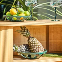 Coupe en grès émeraude moucheté d23cm - Organic