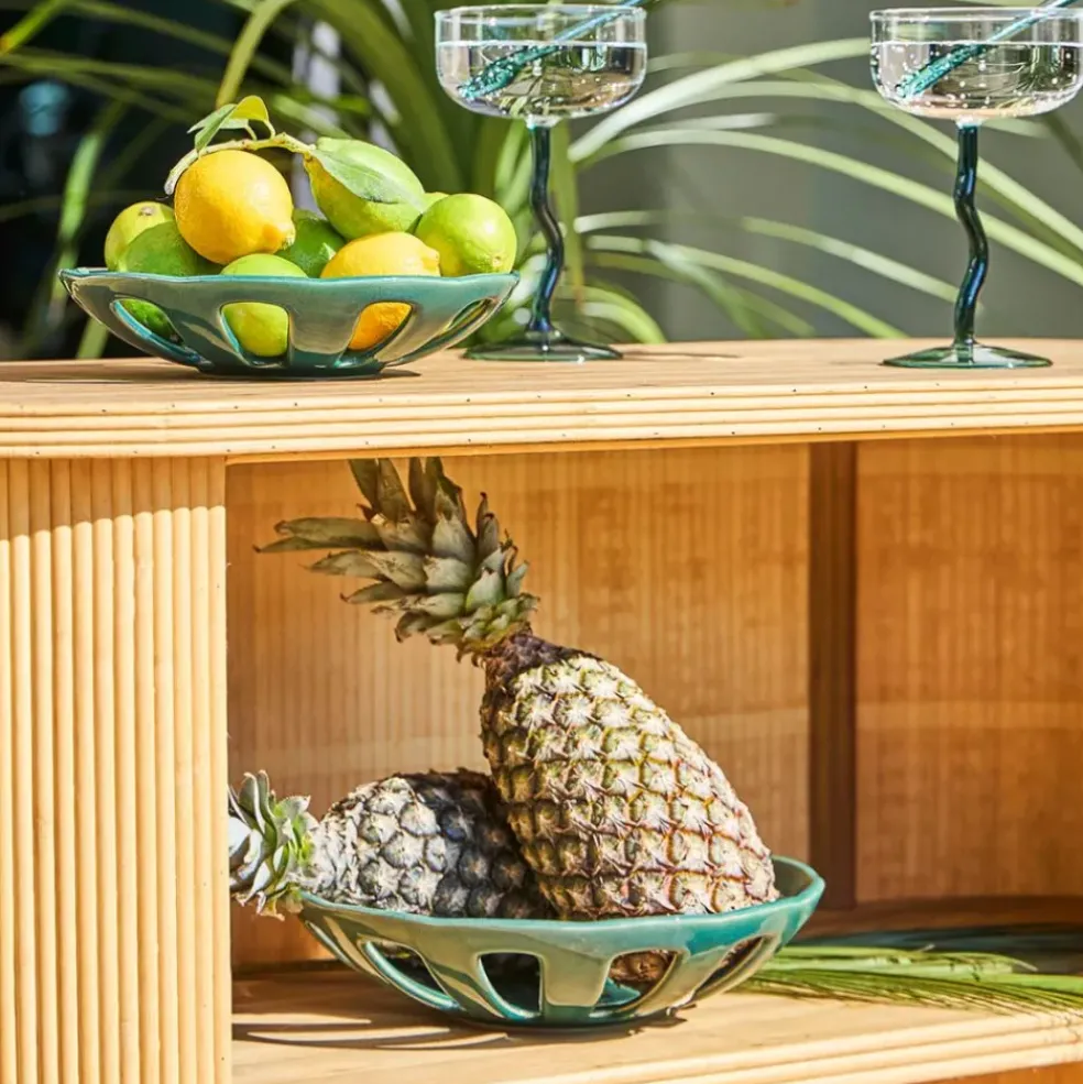 Coupe en grès émeraude moucheté d23cm - Organic