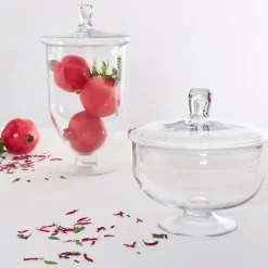 Coupe sur pied en verre avec couvercle d24cm - Eloise