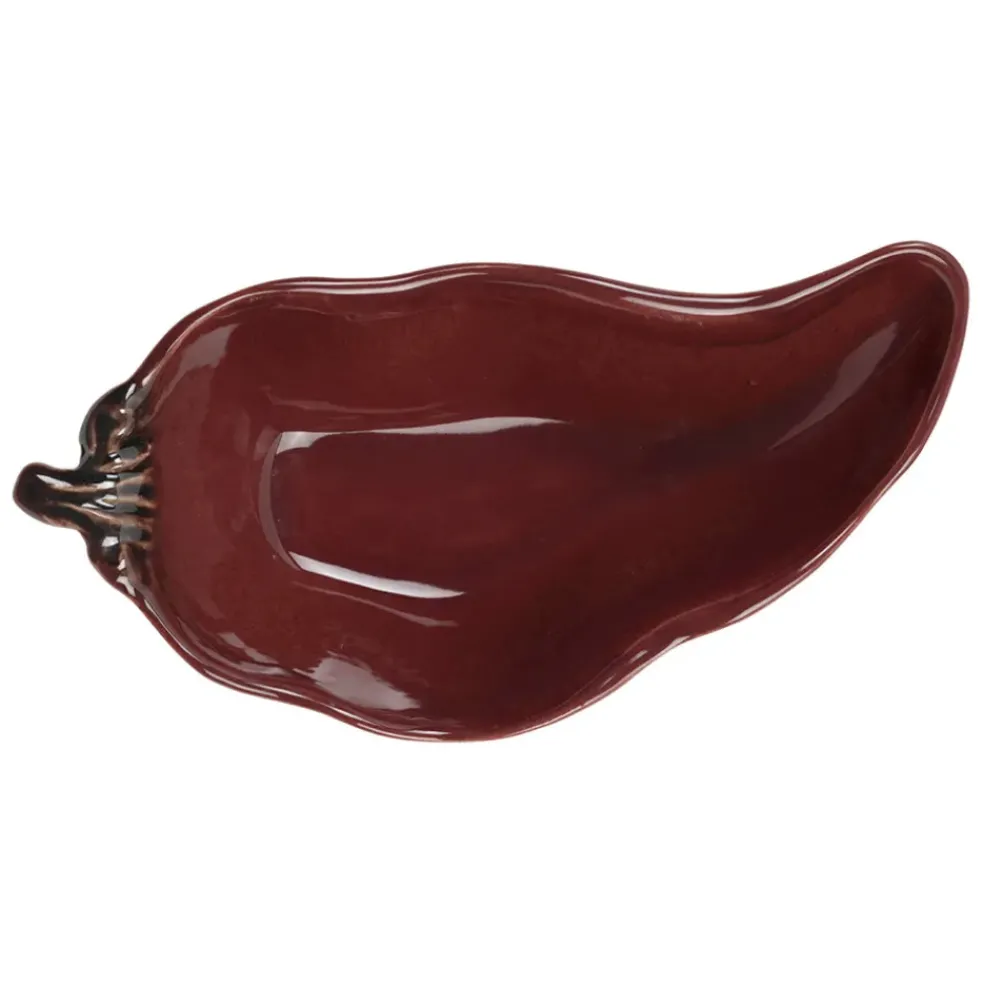 Coupelle piment en grès aubergine 18x8.5cm