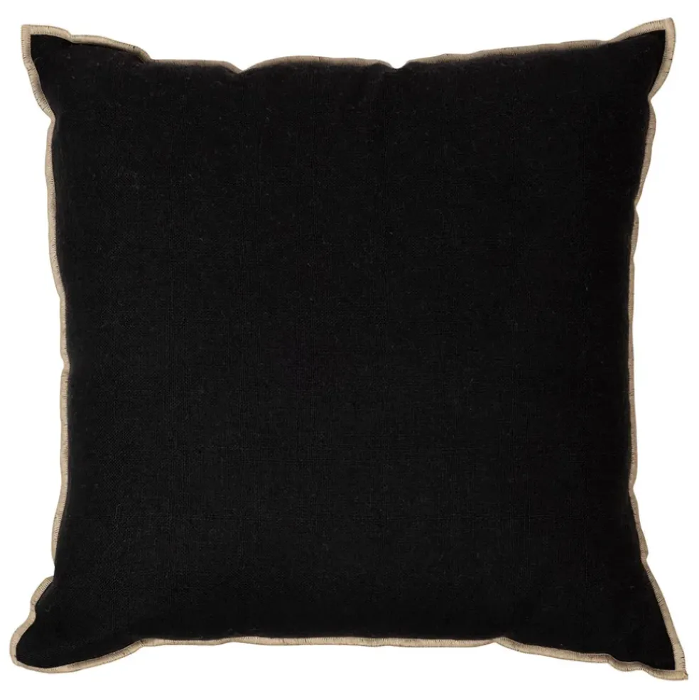 Coussin chennai noir 45x45cm en lin lave