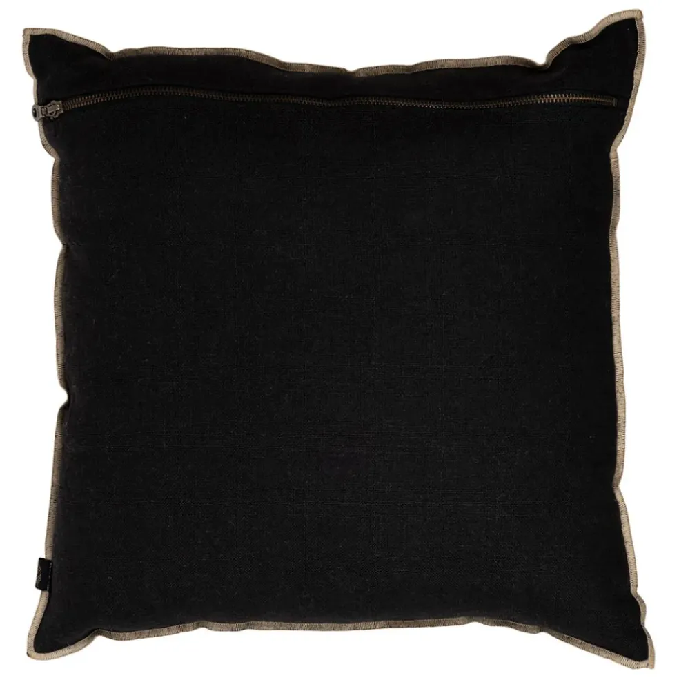 Coussin chennai noir 45x45cm en lin lave