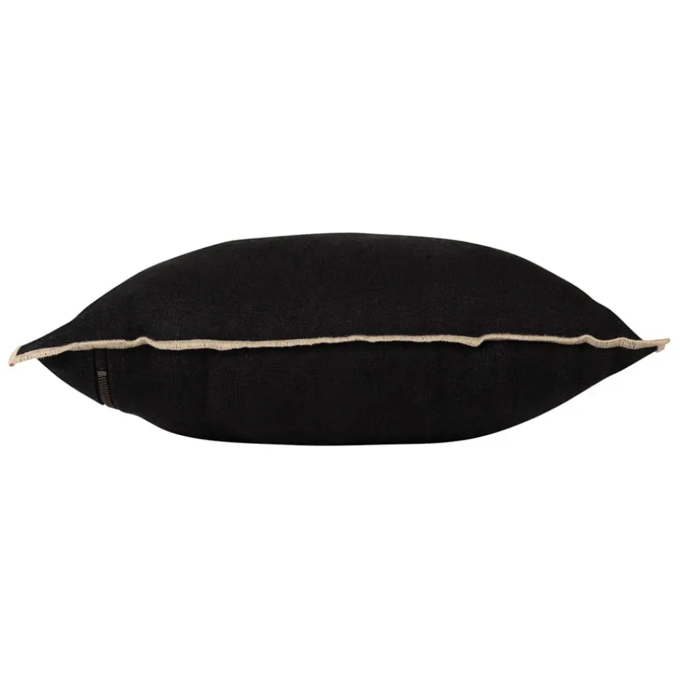 Coussin chennai noir 45x45cm en lin lave