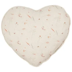 Coussin cœur en coton beige 40x35cm - Lucile
