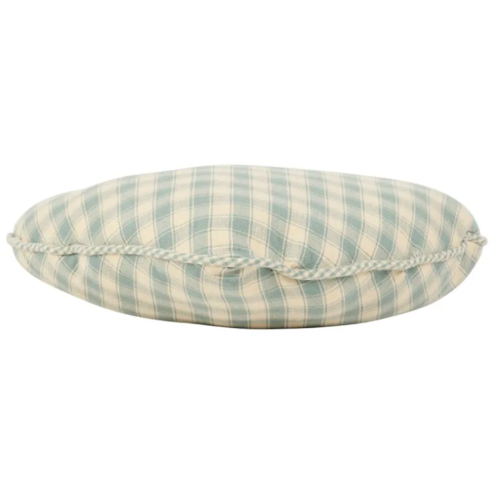 Coussin cœur en coton vichy sauge 40x35cm - Campagne