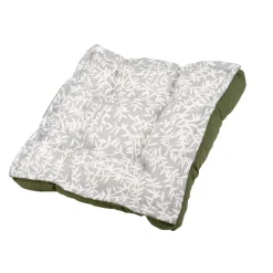 Coussin de sol en coton vert 50x50cm - Cueillette