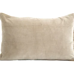 Coussin delhi craie 40x60cm en velour