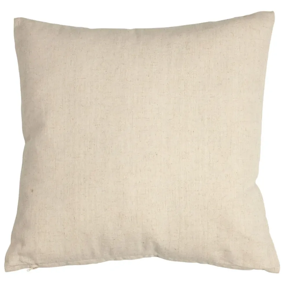 Coussin en coton et lin naturel et brun 45x45cm - A la ferme