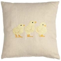Coussin en coton et lin naturel et jaune pale 45x45cm - A la ferme