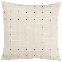 Coussin en coton grège 45x45cm - P'tits Coeurs