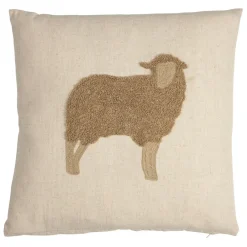 Coussin en coton naturel et brun 45x45cm - A la ferme