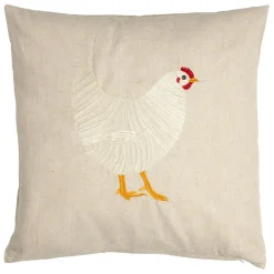 Coussin en coton naturel et brun 45x45cm - A la ferme