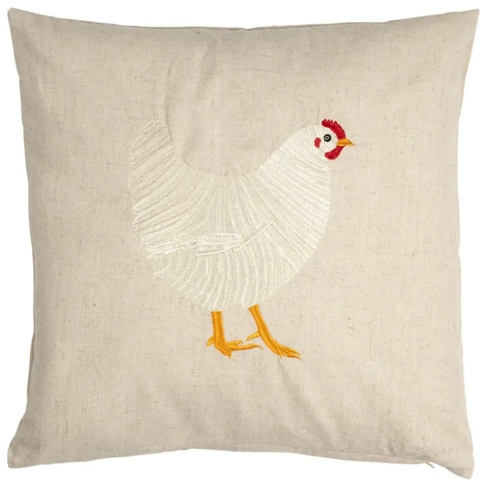 Coussin en coton naturel et brun 45x45cm - A la ferme