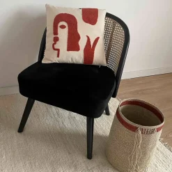 Coussin en coton naturel et terracotta 40x40cm