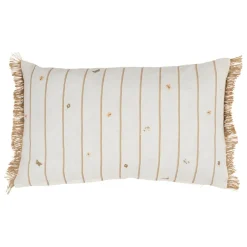 Coussin en lin beige et blanc 30x50cm - Louise