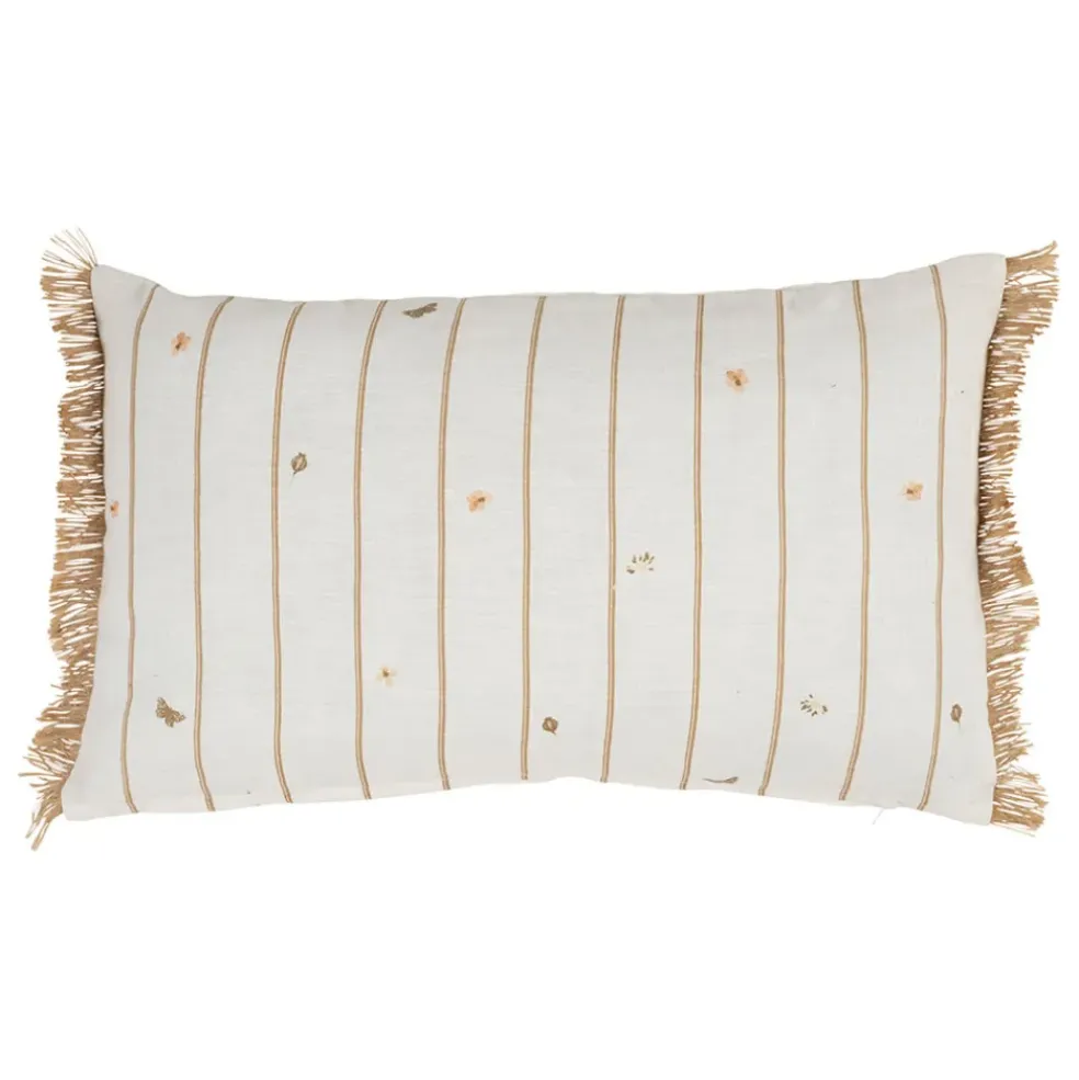 Coussin en lin beige et blanc 30x50cm - Louise