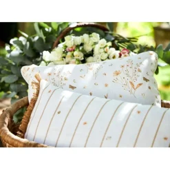 Coussin en lin beige et blanc 30x50cm - Louise