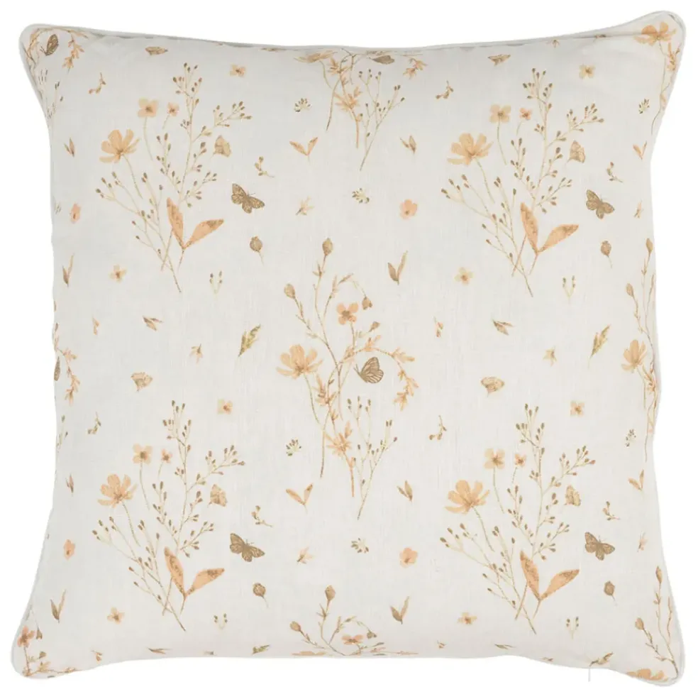 Coussin en lin fleur des champs rose et blanc 45x45cm - Louise