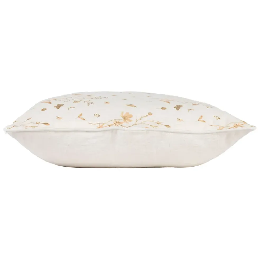 Coussin en lin fleur des champs rose et blanc 45x45cm - Louise