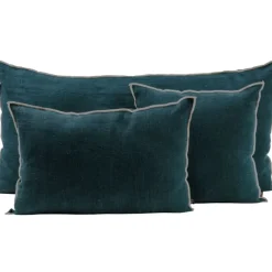 Coussin en lin lavé bleu de prusse 45x45cm - Chennai