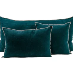 Coussin en lin lavé bleu de prusse 45x45cm - Chennai