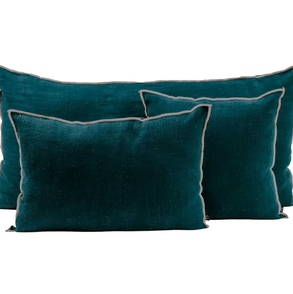 Coussin en lin lavé bleu de prusse 45x45cm - Chennai