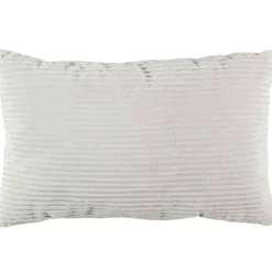 Coussin grosse cotes flanelle en textile gris 30x50cm