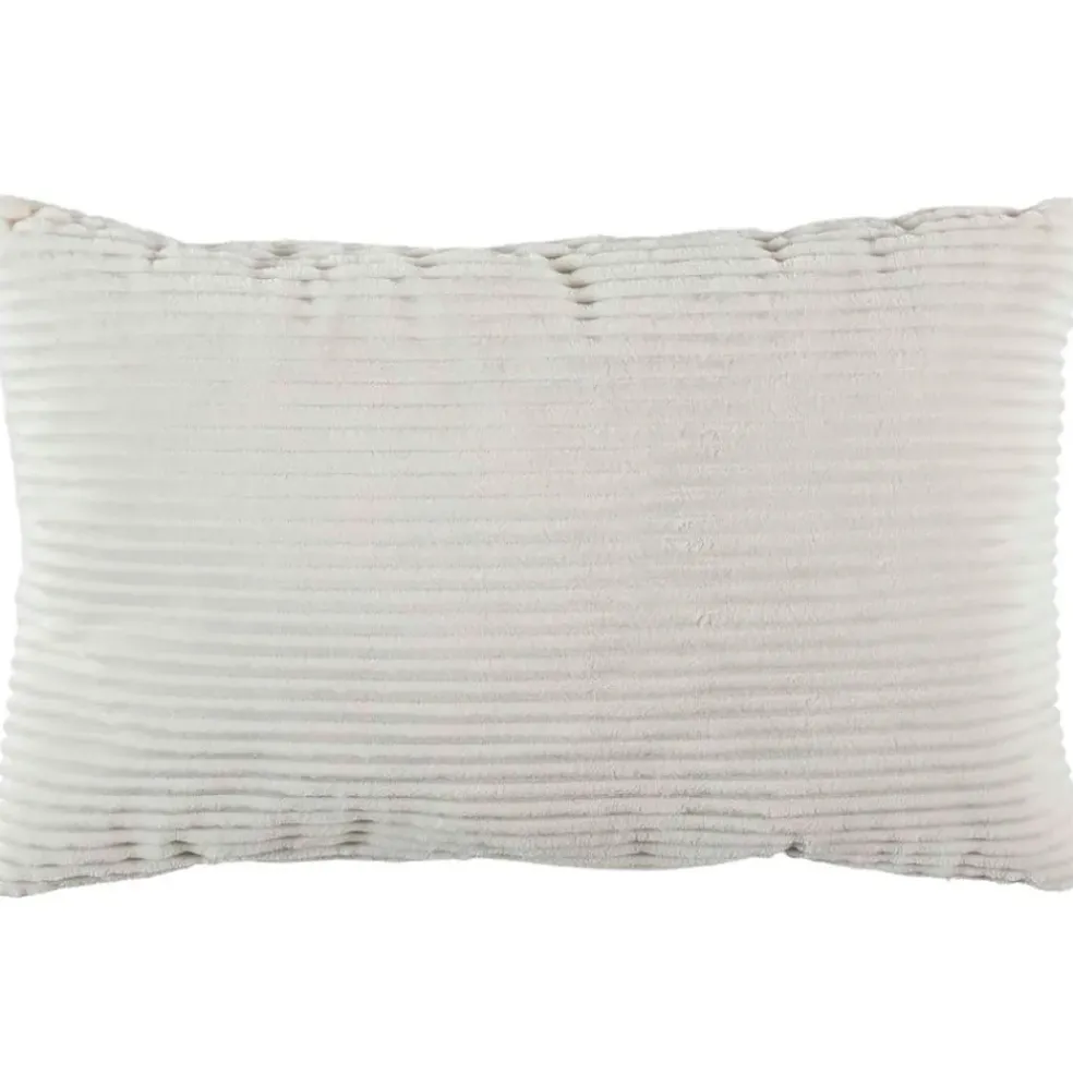 Coussin grosse cotes flanelle en textile gris 30x50cm