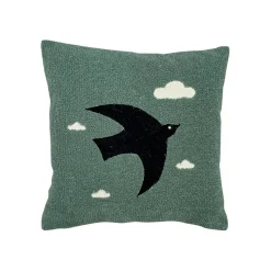 Coussin oiseau en coton bleu canard 40x40cm - Influence