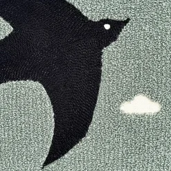 Coussin oiseau en coton bleu canard 40x40cm - Influence