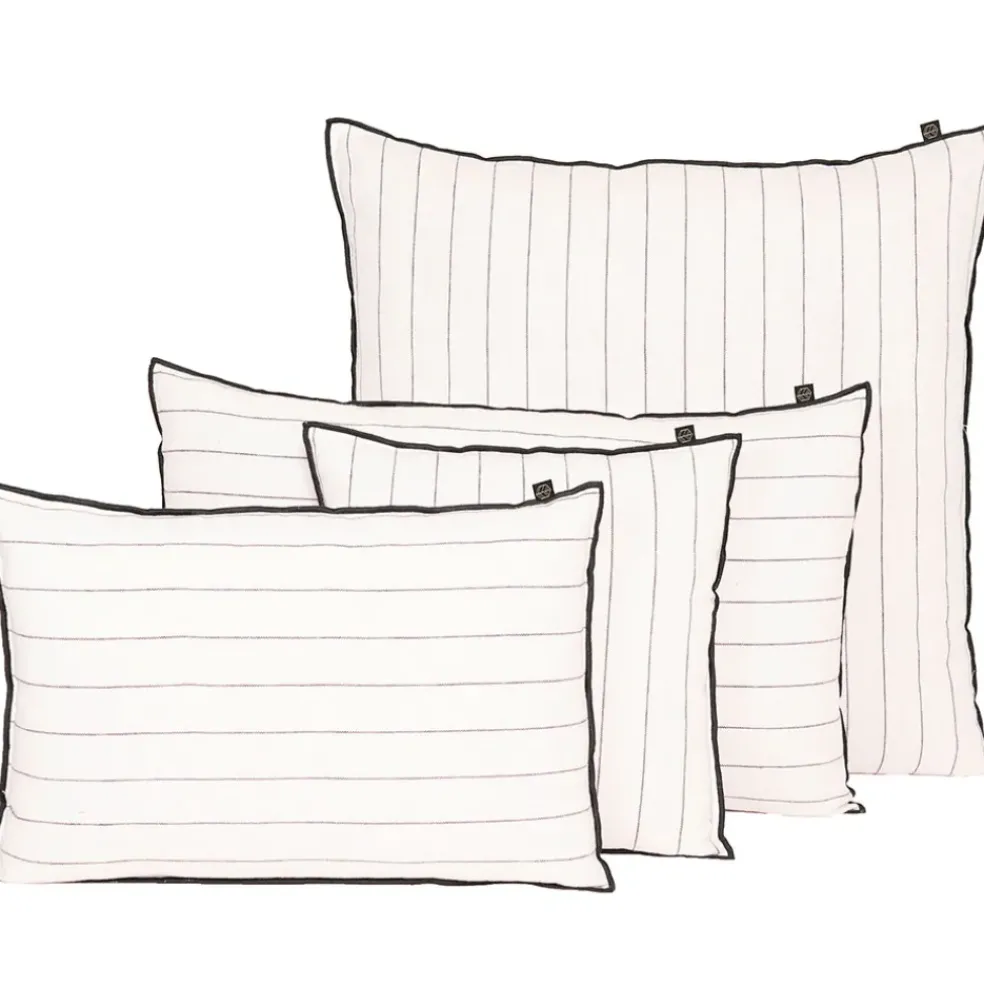 Coussin rayé en lin et coton blanc 45x45cm - Calvi II