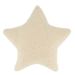Coussin étoile en tissu bouclette crème