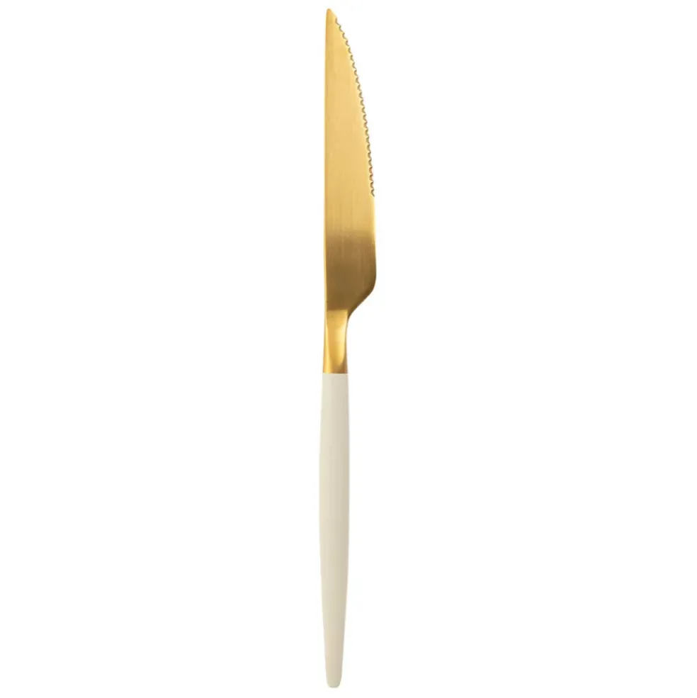 Couteau en inox ivoire et doré - Barisa