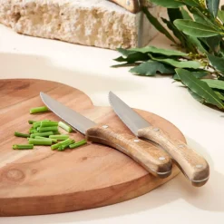 Couteau steak en inox et bois naturel - Ablis