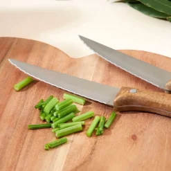 Couteau steak en inox et bois naturel - Ablis