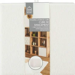 Cube de rangement pliable bouclette beige 30xh30cm