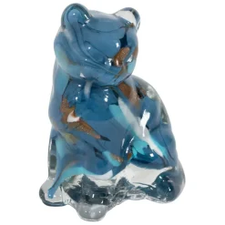 Déco chat en verre bleu et doré - Félin