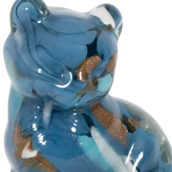 Déco chat en verre bleu et doré - Félin