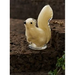Déco écureil en verre beige h11cm