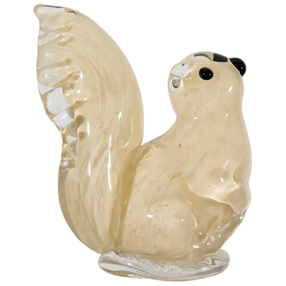 Déco écureil en verre beige h11cm