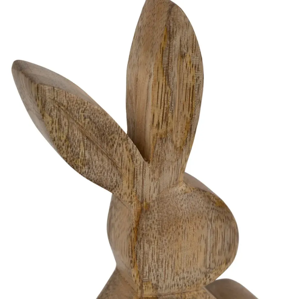 Déco duo lapin en manguier naturel et blanc - Floreal